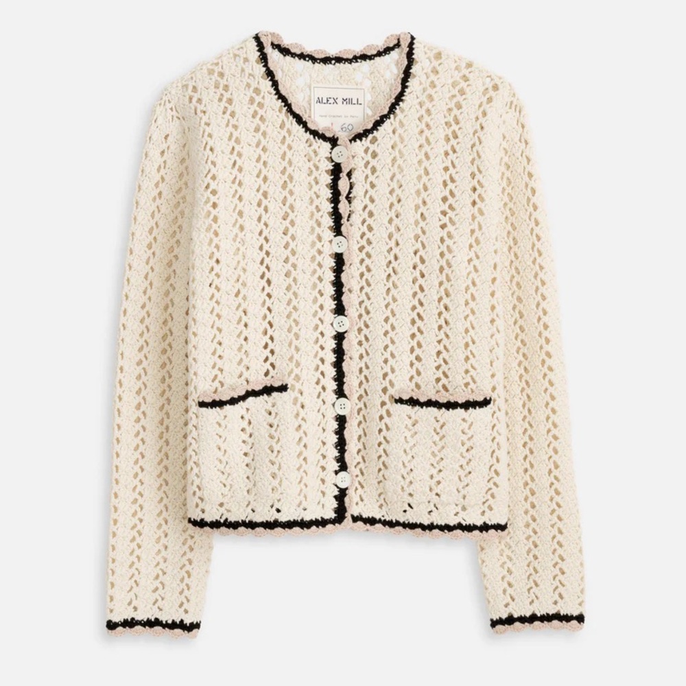 Alex Mill Ella Hand Crochet Cardigan Sz Medium